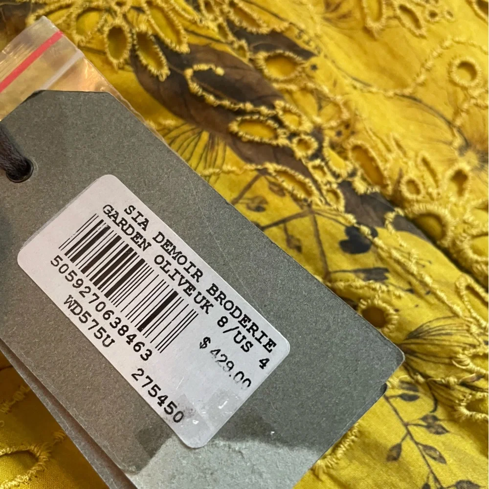 NWT ALLSAINTS Women’s Sia Demoir Broderie Dress Olive - US4 - Picture 13 of 13